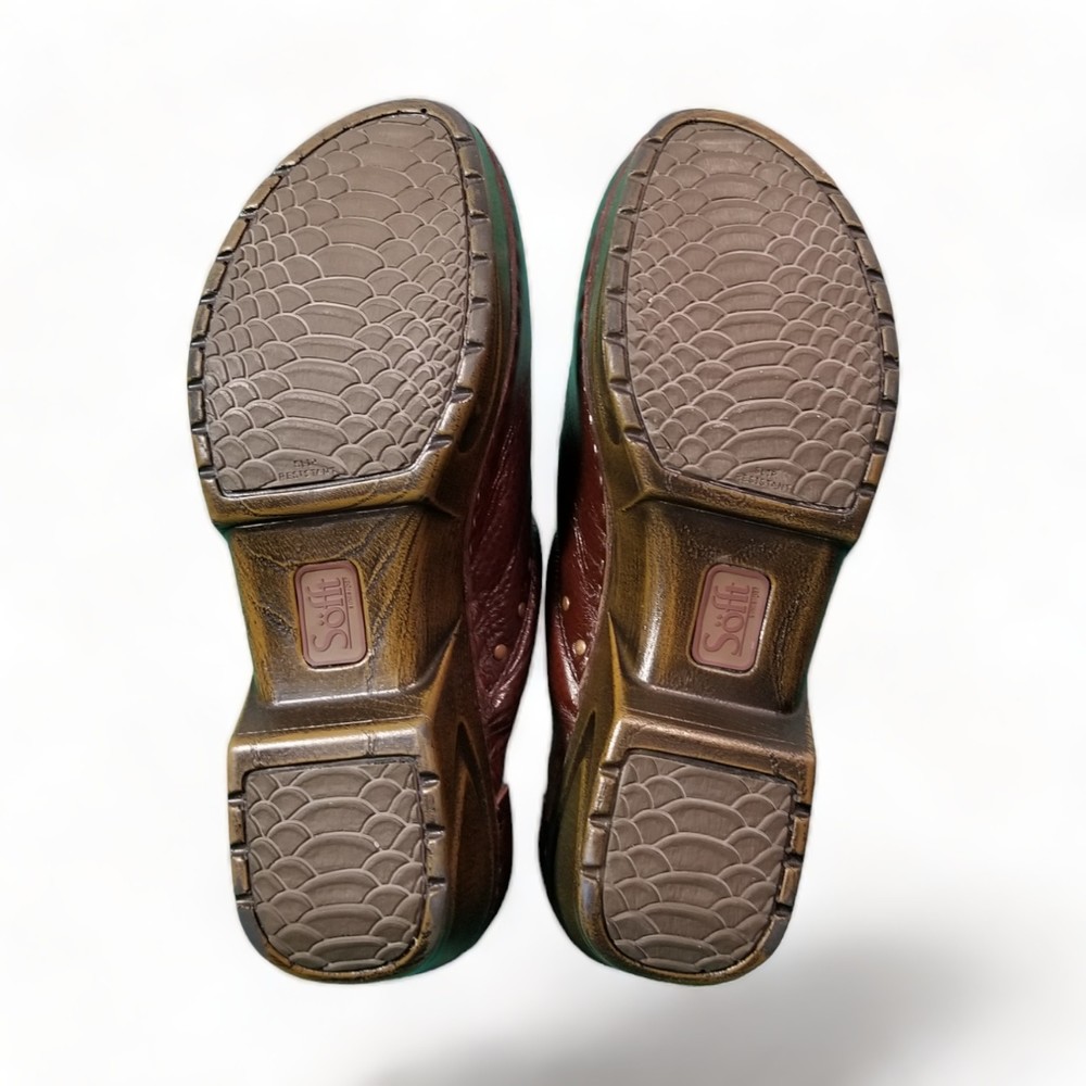 Sofft Brand Brown Leather Clogs Brass Studs Slip Resistant Soles Women's Size 9 - Picture 10 of 15
